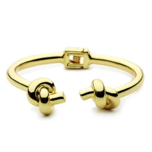 RENSINO Trendy Double Knot Cuff Bracelet Adjustable Spring Clasp Open Gold Plated Stainless Steel Jewelry Plain Bangles Bracelet