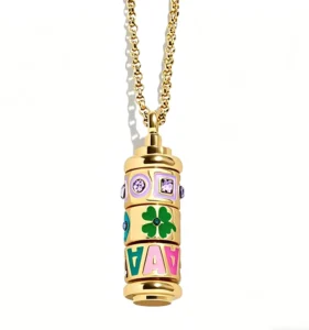 RENSINO Trendy Enamel Glaze 12 Zodiac Letter Pendant Brass Clavicle Necklace DIY Casual Jewelry Gift