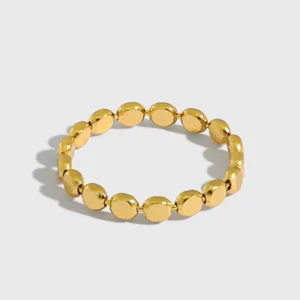 RENSINO Trendy Fashion Fine Jewelry Minimalist Korean Ring Niche Geometric Flat Round Bead 925 Sterling Silver Rings for Girls