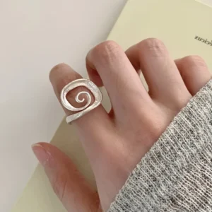 RENSINO Trendy Geometric Twist Ring in Silver Plated Copper Open Adjustable Band Minimalist Spinner Design Daily Wear Party