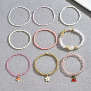 RENSINO Trendy High end Faux Pearl Flower Cherry Blossom Layered Bracelet For Women With Sweet Stylish Design