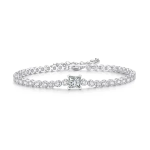 RENSINO Trendy Luxury Jewelry Moissanite Diamond Chain Tennis Bracelet 925 Sterling Silver Fine Jewelry Bracelets