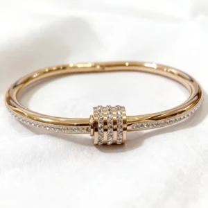 RENSINO Trendy Luxury Stainless Steel Gold Silver Plated Bracelet Zircon for Women Popular Hot Selling Fashion Couple Bracelet Jewelry