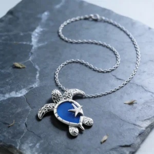 RENSINO Trendy Platinum Plated 925 Sterling Silver Beaded Pendant Necklace With Epoxy Resin For Women Wedding & Anniversary Gift