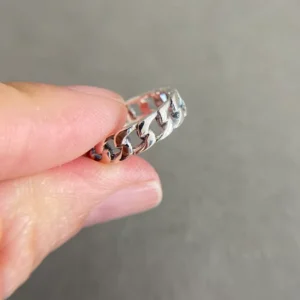 RENSINO Trendy Silver Rings Real 925 Sterling Silver Rings 5mm Wide 2mm Thick Chain Rings Women