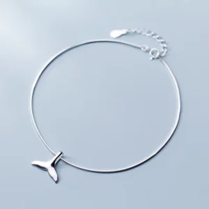 RENSINO Trendy Snake Chain Anklet 925 Sterling Silver Simple Polishing Fishtail Pendant Anklets for Women Fine Jewelry