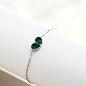 RENSINO Trendy Stainless Steel Silver Plated Green Zircon Heart Bracelet Women’s Anti-Allergy Custom Perfect Gift