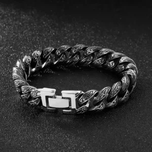 RENSINO Trendy Style Zinc Alloy Charm Fashion Jewelry Unisex Silver Plated Vintage Engraved Bracelet