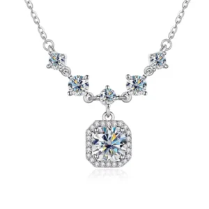 RENSINO Trendy Summer Fashion S925 Sterling Silver Crystal Moissanite Necklace for Women All Match Cross Border Jewelry