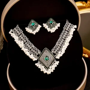 RENSINO Trendy Vintage Gypsy Afghan Pearl Tassel Choker Necklace for Women Rhinestone Ethnic Tribal Turkish Indian Jewelry