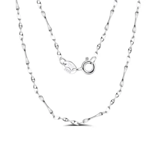 RENSINO Trendy Wedding Engagement Gift 18K Silver Plated 925 Sterling Silver Link Chain Necklace for Women