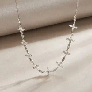 RENSINO Trendy Women Jewelry Sterling Silver Flower Necklace Thin Charms Flower Necklace