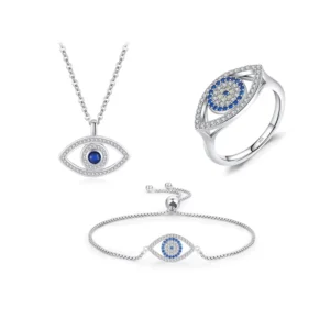 RENSINO Turkey Design Evil Eyes Necklace Pendant Bracelet Sterling Silver Women Ring Custom Logo 925 Silver