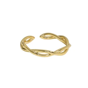 RENSINO Twisted Plain Silver Rings Sterling Silver Gold Plated Rings Trendy 925 Silver Ring for Women