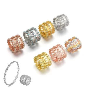 RENSINO Two in One Creative Scalable Ring & Bracelet 925 Silver 4A Zirconia Adjustable Gold Plated Foldable Bracelet DIY Jewelry