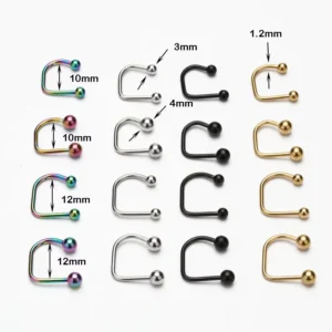 RENSINO U-Shape Lip Ring Non-Piercing Stainless Steel Jewelry Silver Black Gold for Weddings Engagements Fashionable Nail Lip Ring