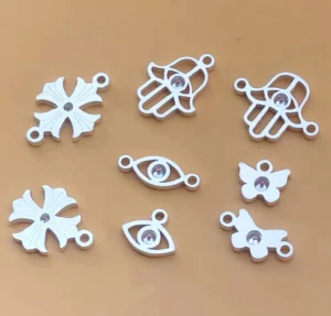 RENSINO US Silver Tiny Charms Connectors 925 Sterling Silver Charms Exquisite Drop Permanent Jewelry Chains Making Findings