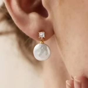 RENSINO Unique Bridal Wedding Jewelry 925 Sterling Silver Natural Baroque Pearl Stud Earrings