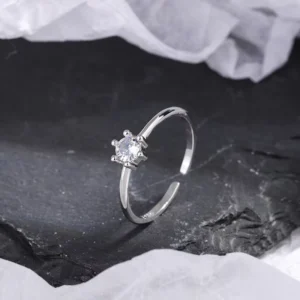RENSINO Unique Design Crystal Zircon Silver Plating Ring Adjustable Open Ring Jewelry for Women