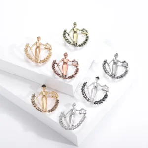RENSINO Unique Design Gold and Silver Libra Zodiac Sign Brooch and Pin