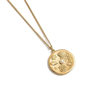 RENSINO Unique Fashion Appearance Jewelry Brass Plating PVD The Sea Coin Pearl Necklace