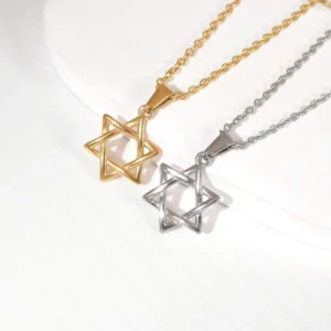 RENSINO Unique Star Pendant Israel Chain Necklaces Men Women Judaica Silver Color Jewish Jewelry Star of David Necklaces