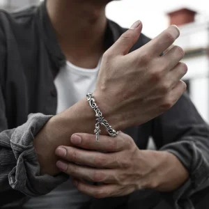 RENSINO Unique Unisex Vintage Alloy Electroplated Twisted Woven Open Cuff Knot Wristband Bangle