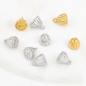 RENSINO Unisex 18K Gold Plated Stainless Steel DIY Jewelry Accessory Lotus Seed Pod Charm Pendant Anti Tarnish Fashion Pendants Charms