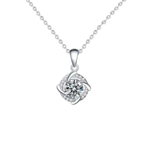 RENSINO Unisex 925 Silver Destiny Necklace with 1CT VVS1 Moissanite Pendant Certificate Included for Men and Women