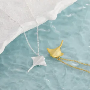 RENSINO Unisex 925 Sterling Silver Gold Plated Starfish Pendant Necklace Trendy Custom Designer Jewelry