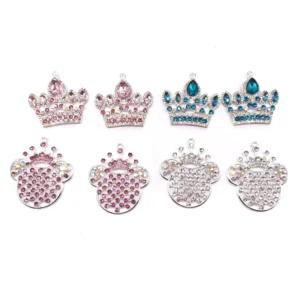 RENSINO Unisex Classic Silver Jewelry With Alloy Rhinestone Pendant Brooch Rhinestone Crown Charm for Party or Gift for Children