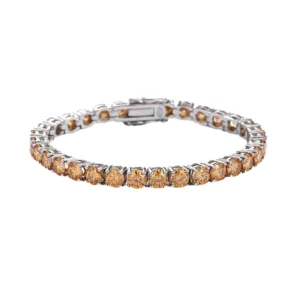 RENSINO Unisex S925 Sterling Silver Champagne Moissanite Tennis Bracelet 0.01ct-1ct Factory Price in Stock