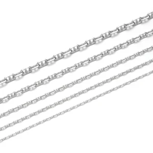 RENSINO Unisex S925 Sterling Silver Link Chain Necklace with Claw Setting Diamond Inlay Pearl