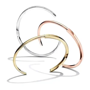 RENSINO Unisex Workplace Gold Color Smooth Surface Logo Vintage Tibetan Silver Plated Open Cuff Bangle