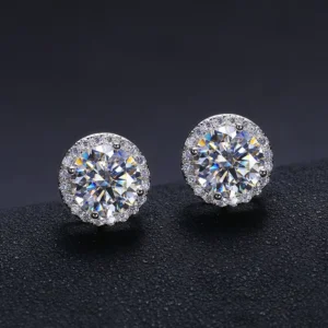 RENSINO VVS Diamond Earring Factory Price 925 Sterling Silver Round Cut 5mm 6.5mm 8mm Moissanite Stud Earrings Men Women