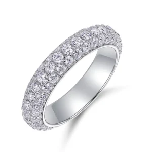 RENSINO VVS Moissanite 2x2mm Prong Set Sterling Silver Nickel Free GRA Certified Wedding Ring