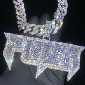 RENSINO VVS Moissanite Diamond Pendant Iced Out Hip Hop Jewelry Two Tone Initial Letter 925 Silver Custom Pendant