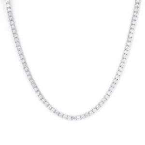 RENSINO VVS Moissanite Necklace 925 Silver Tennis Link Chain 18K Gold Plated Hiphop for Gift Party Decoration Unisex Fashion Link