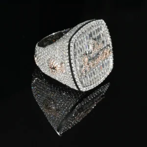 RENSINO VVS Mosan Diamond Hip Hop Ring 925 Sterling Silver 14k 18k 10k Gold Plated Invisible Setting Customizable Party
