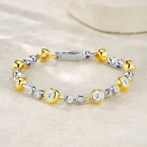 RENSINO VVS1 Moissanite Bracelet Two Tone S925 Silver Fine Jewelry Elegant Style Daily Wear Women Gift Bracelet