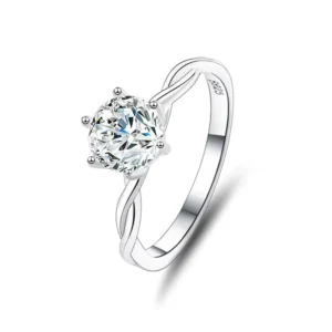 RENSINO VVS1 Moissanite Ring Diamond Ring Silver 925 Solitaire Ring Moissanite