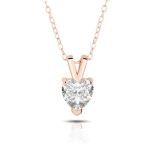 RENSINO Valentines Day Gifts Heart Moissanite Pendant S925 Sterling Silver Crystal Heart Zircon Pendant Necklace For Women Gift Jewelry