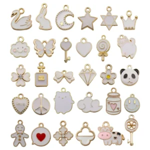 RENSINO Various Colors Alloy Enamel Charms for DIY Jewelry Necklace Making with OPP Bag Made in China Bulk Pack