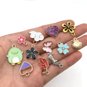 RENSINO Various Colors Bulk Alloy Enamel Charms for Jewelry Making