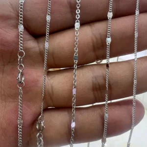 RENSINO Various S925 Sterling Silver Patterned Curb Chain With Multi Style of Sequins for Women Girls’ Permanent Necklace Jewelry Making