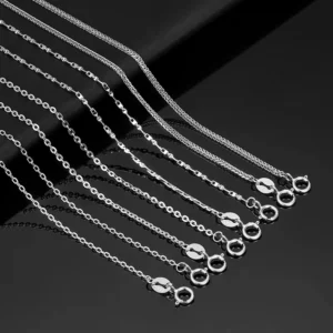RENSINO Vekeklee S999 Silver Fine Unisex Cross Flash Fashion Necklace Flat Lace Lip Chain with Links for Anniversaries