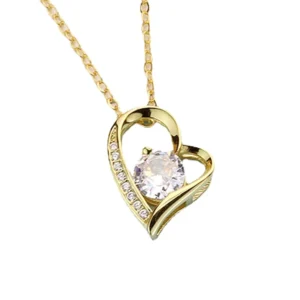 RENSINO Versatile Gold Plated Shiny Zircon Collarbone Chain Light Luxury S925 Sterling Silver Heart Pendant Necklace Gifts for Women