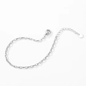 RENSINO Versatile Non Discoloration S925 Sterling Silver Bar Shape Chain Stackable Bracelet for Unisex