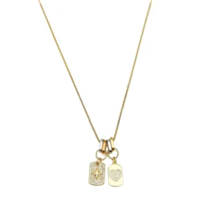 RENSINO Vintage 18K Gold Plated Stainless Steel Link Geometric Heart Star Brass Pendant Inlaid Cubic Zircon Trendy 12 Zodiac Gift