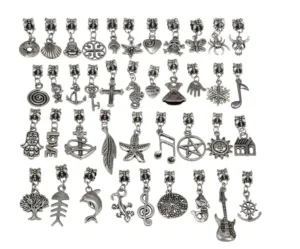 RENSINO Vintage Antique Silver Bracelet and Necklace Charms Jewelry DIY
